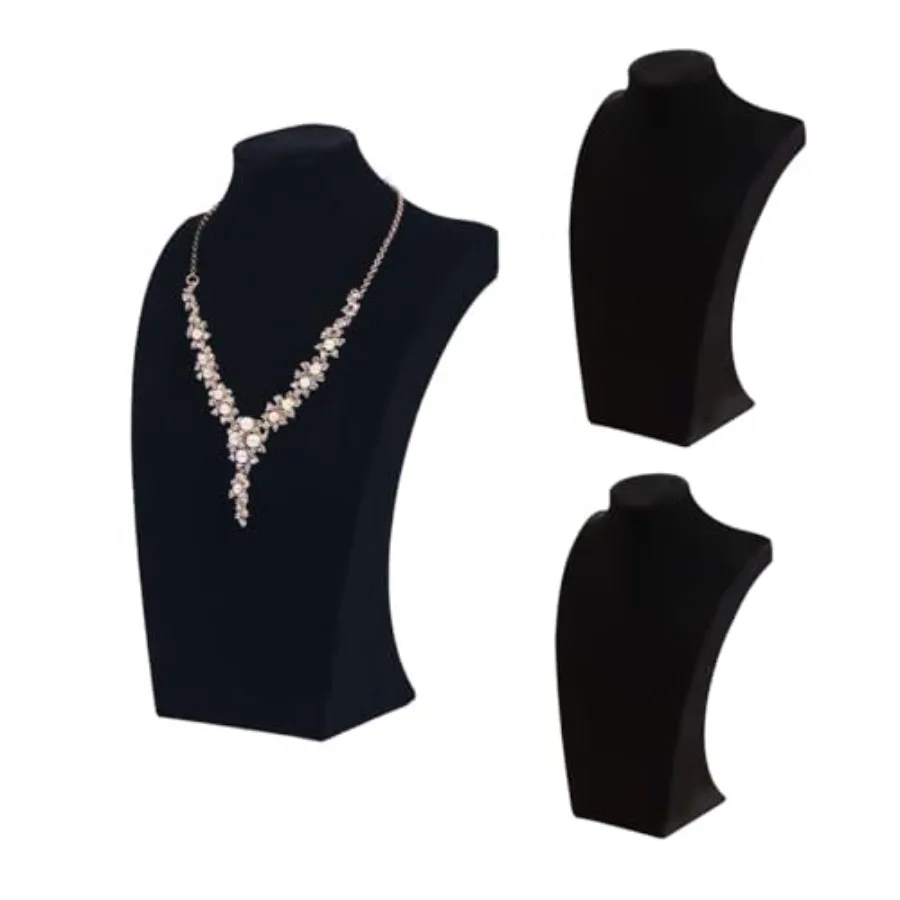 

3Pcs Necklace Bust Stand Rack for Selling Black Velvet Necklace Jewelry Display Holder for Jewelry Exhibition or Store Shop Sho