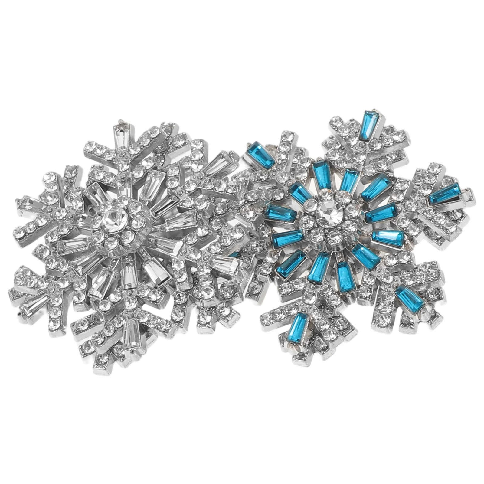

2Pcs Rhinestone Snowflake Brooch Pin 3D Rotating Design Elegant Lapel Pin for Winter Coat Scarf Shawl Christmas Gift Brooch