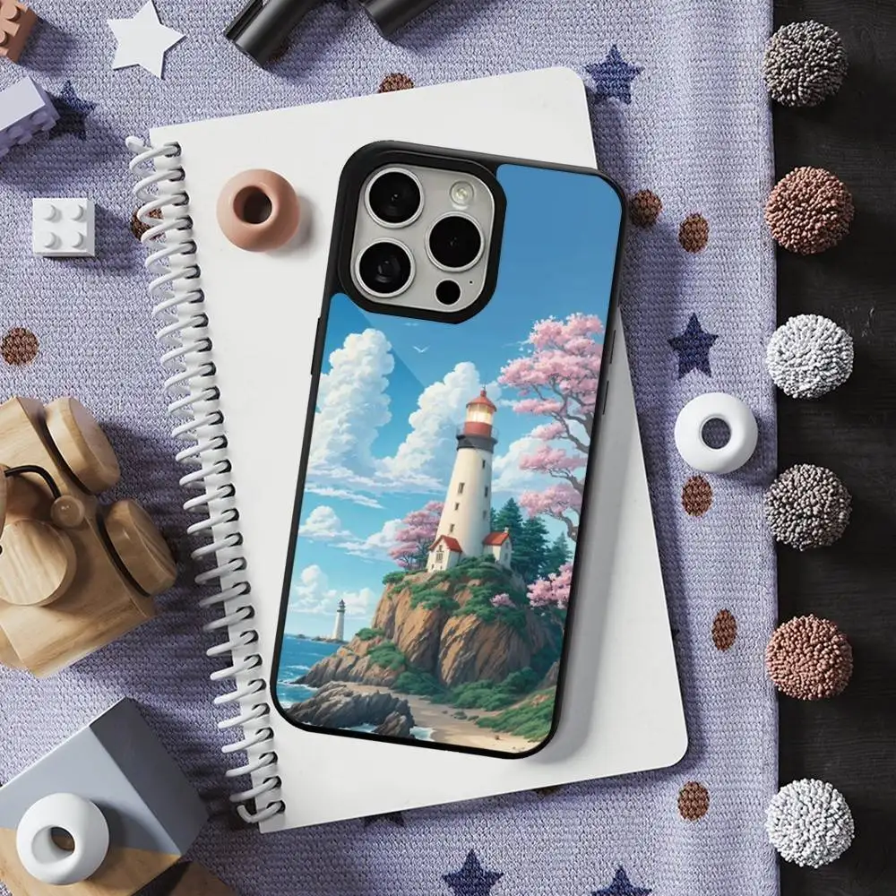 Beauty Lighthouse Phone Case  For iPhone 16,17,15,14,13,12,11,Pro,Max,Plus,Mini,Magsafe,Magnetic Wireless Charging Case