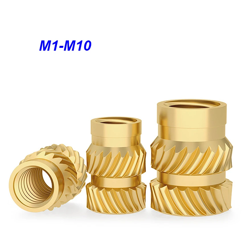 M1-M10 Brass Hot Melt Insert Pre Embedded Nut Hot Melt Injection Molding 3D Printing Brass Copper Insert Nut Knurled Thread