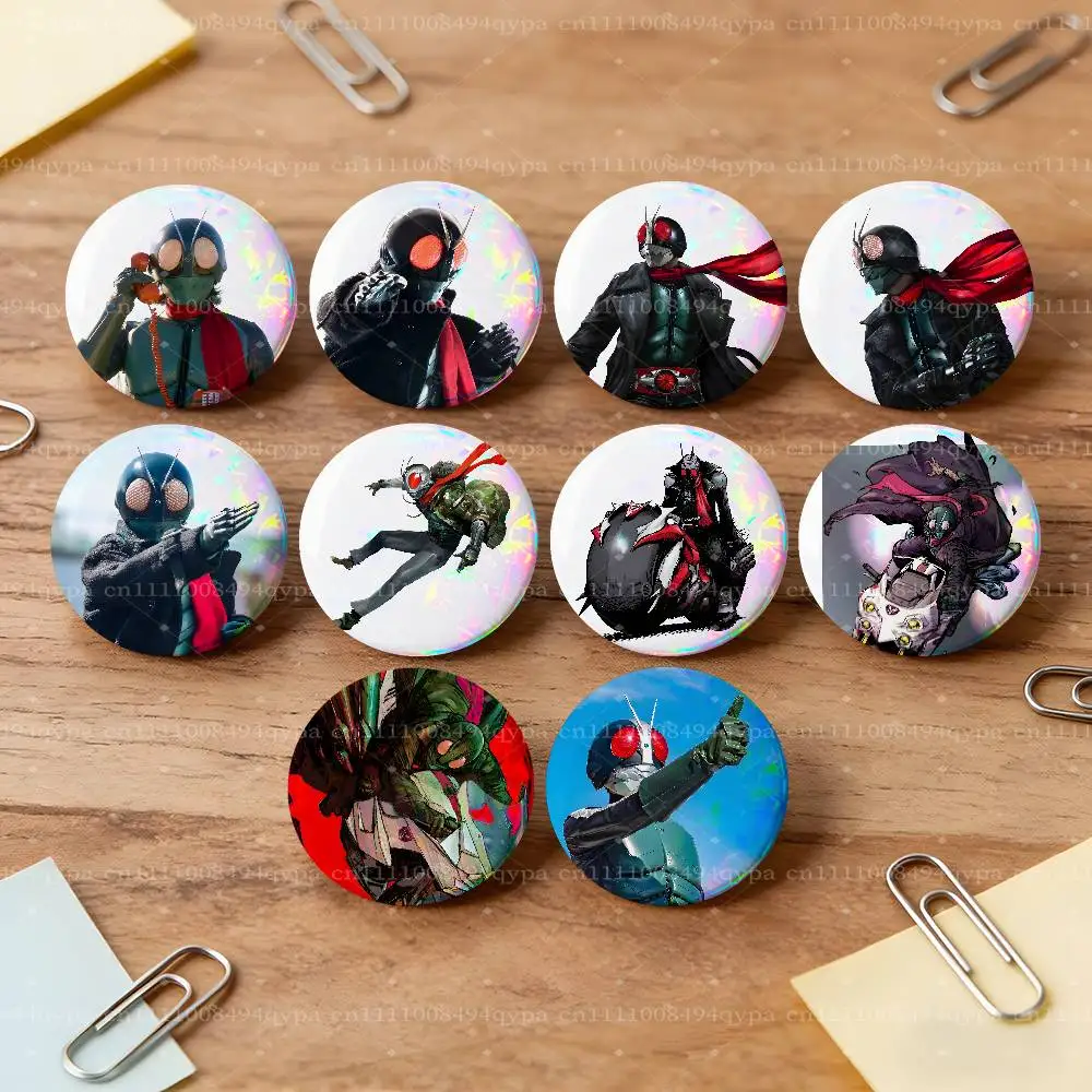Takeshi S-Shin K-Kamen Rider Button Pin Single Pack Anime Merch for Ita Bags Badge Collectible Buttons