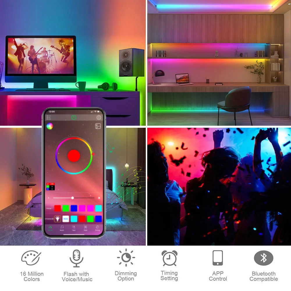 Oyun ışık kiti USB denetleyicisi ile Led şerit müzik Sync 160 Pixel/m rüya renk DC5V Bluetooth uyumlu APP IR