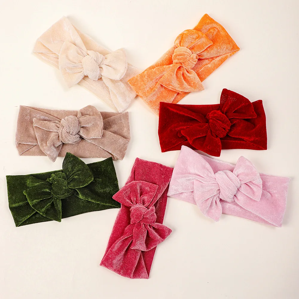 Soft Newborn Warm Bow Headband Cute Bunny Bow Knot Headbands for Baby Girls Children Bright Color Turban Infant Knot Headwear