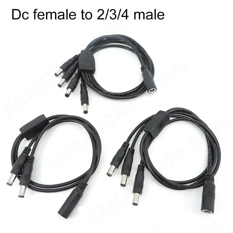 1 to 2/3/4 way DC Male Female jack plug Power supply Connector Splitter Cable 20awg 5A Extension Cord adapter Strip Camera M20