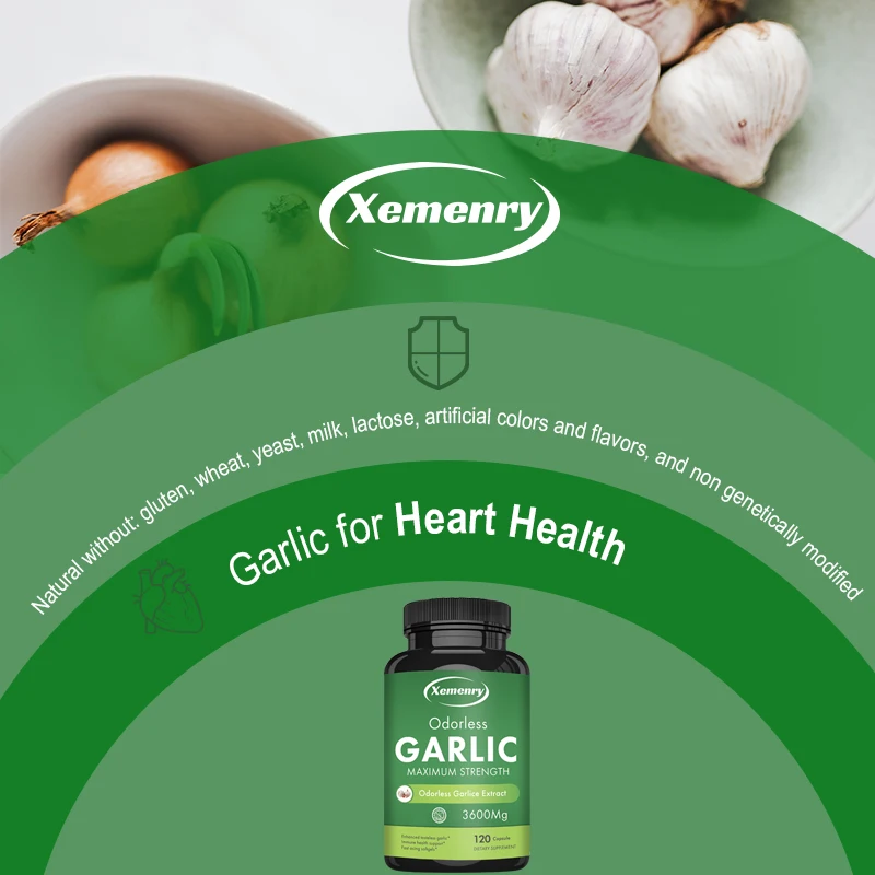 Organic Garlic Extract Capsules - Cholesterol Lowering, Heart Health Supplement