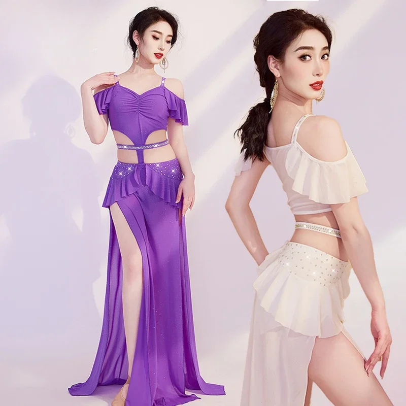 

Customized Belly Dance Costume Shiny Strap Long Skirt Performance Costume exotic dancewear bellydance rope bodysuit jumpsuit