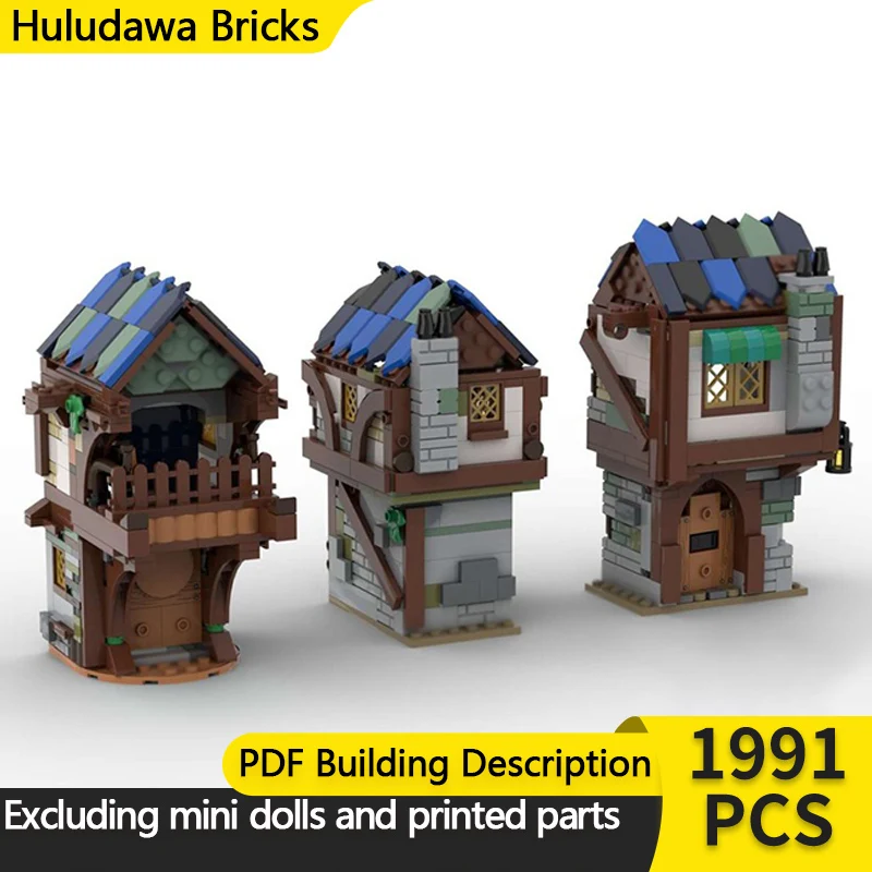 

Средневековый замок, модель MOC, строительные кирпичи, деревня, вид на улицу, модульная технология, детские праздничные подарки, сборные игрушки, костюм