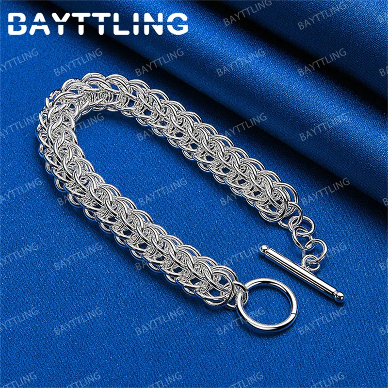 925 Sterling Silver 8-inch Delicate Braided Bracelet for Men and Women, Fashion Party Accessories, Wedding Jewelry Gifts