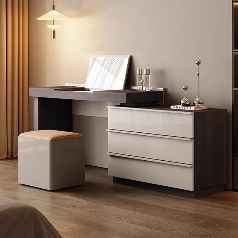 

Итальянский легкий роскошный туалетный столик, современные зеркальные ящики для спальни, удобный стол для девочек, аксессуары, стул, мебель Vestidores