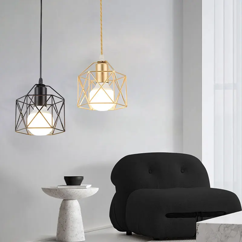 

Nordic Gold Black Iron Pendant Light E27 Light Source Bedroom Aisle Corridor Balcony Entrance Pendant Lamps Indoor Light Fixture