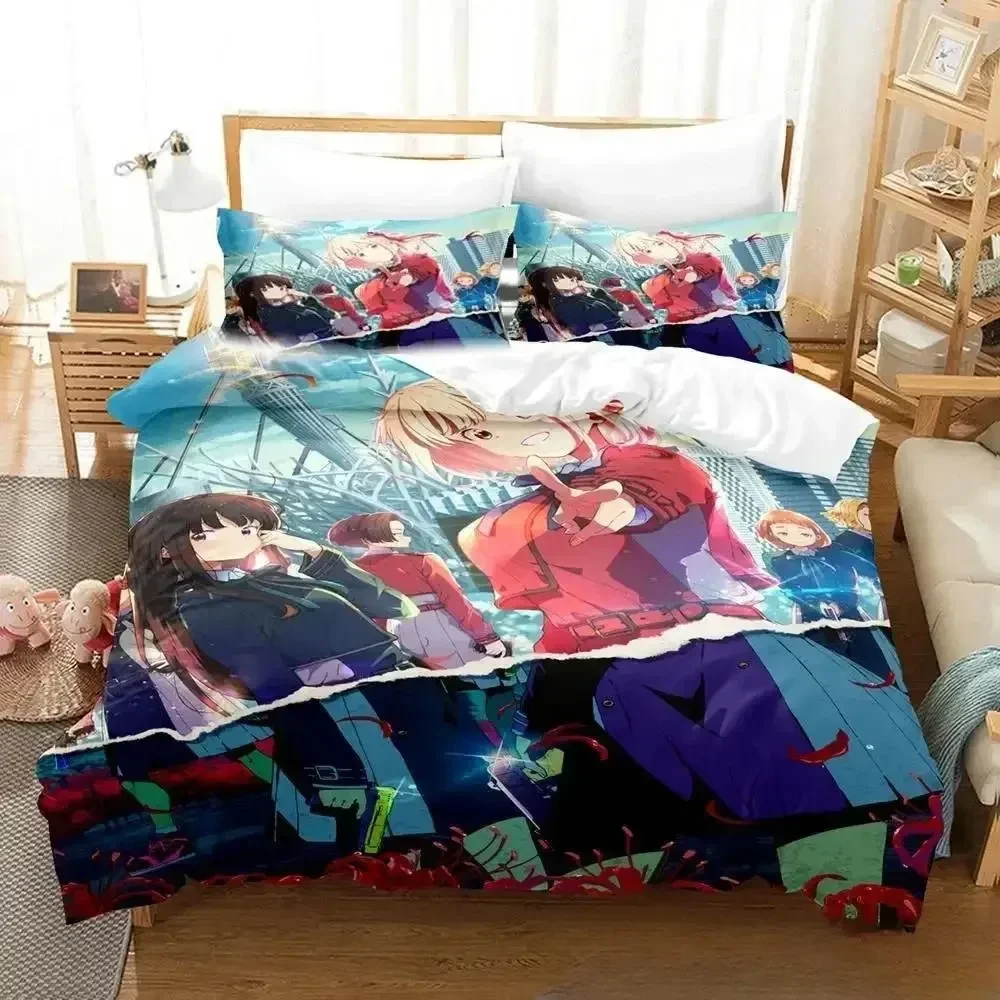 Set tempat tidur Lycoris baru mundur Single Twin Full Queen King Size Set tempat tidur Aldult anak-anak kamar tidur selimut penutup Set Anime Set seprai