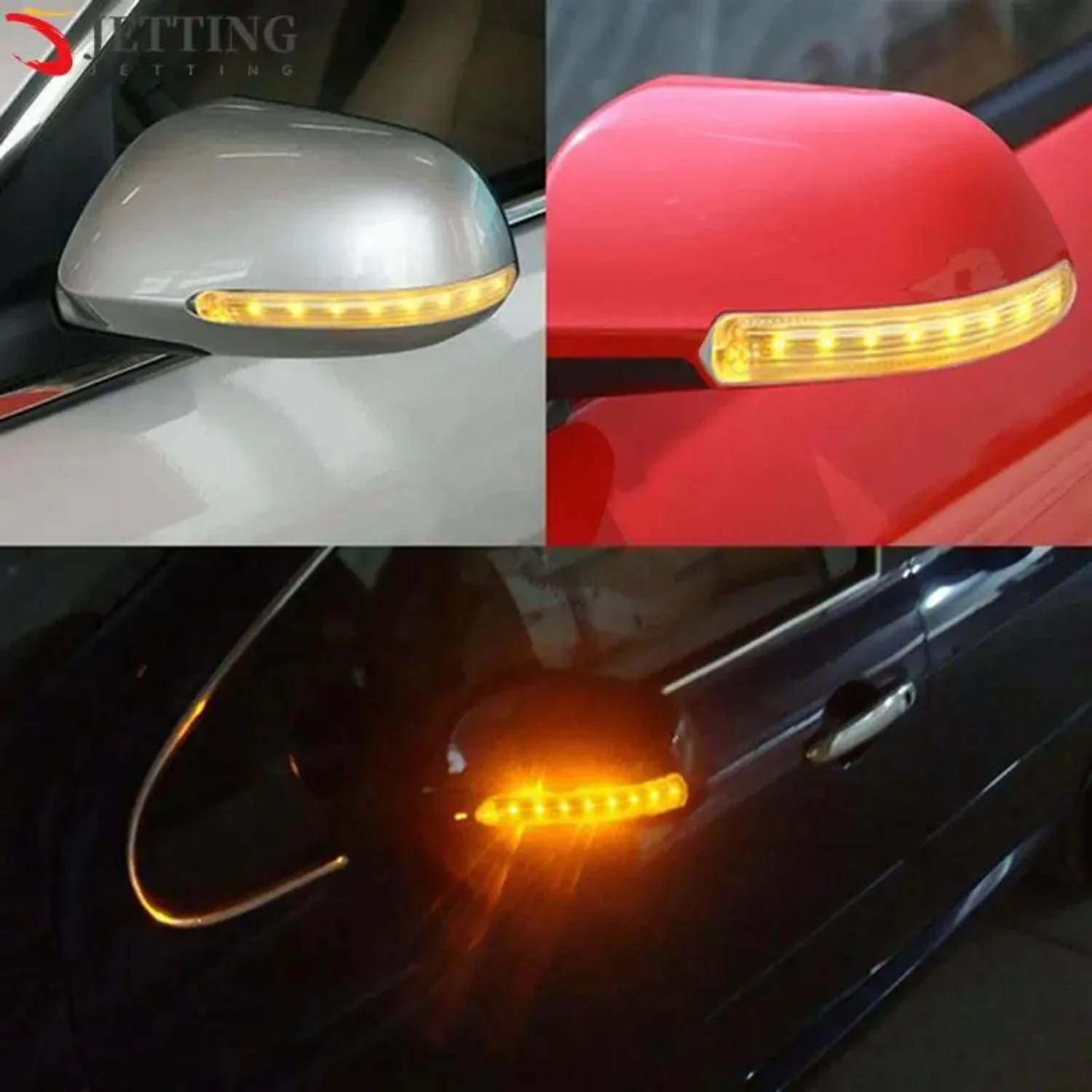 Luz intermitente para espejo retrovisor de coche, 2 piezas, color amarillo, 9 SMD, ámbar