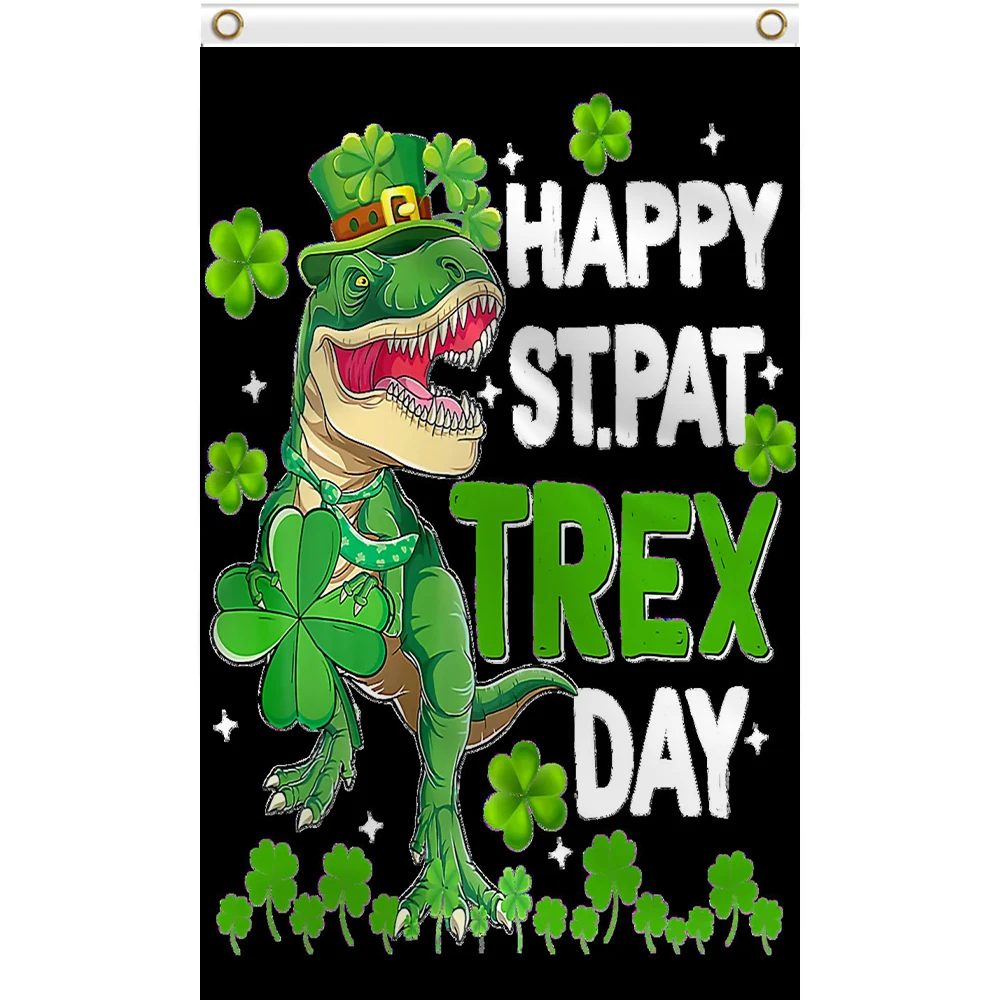 St. Patrick's Day Flag with Dinosaur design 100% polyester 3x5ft custom hobby flag banner