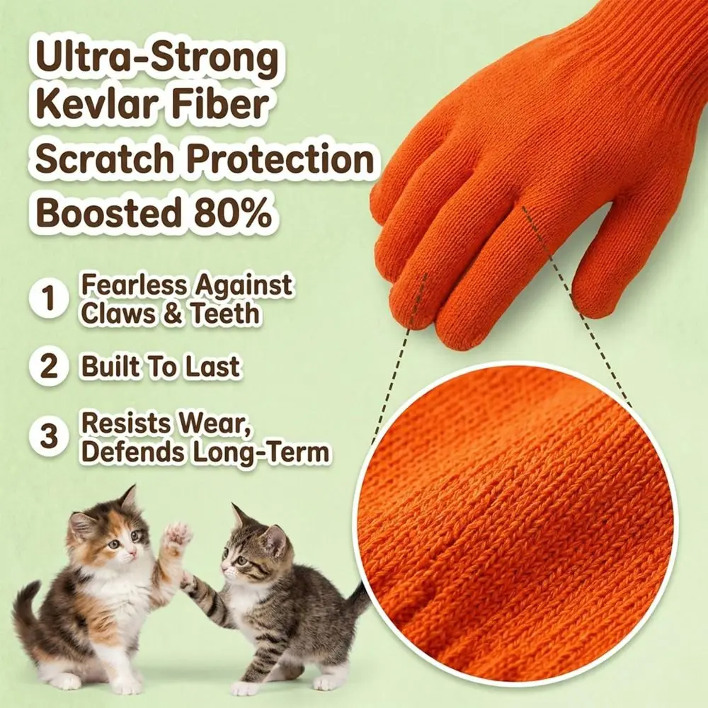 Bite Resistant Cat Gloves Prevent Scratching Elastic Animal Handling Gloves Reinforced Pet Grooming Glove Nail Trimming