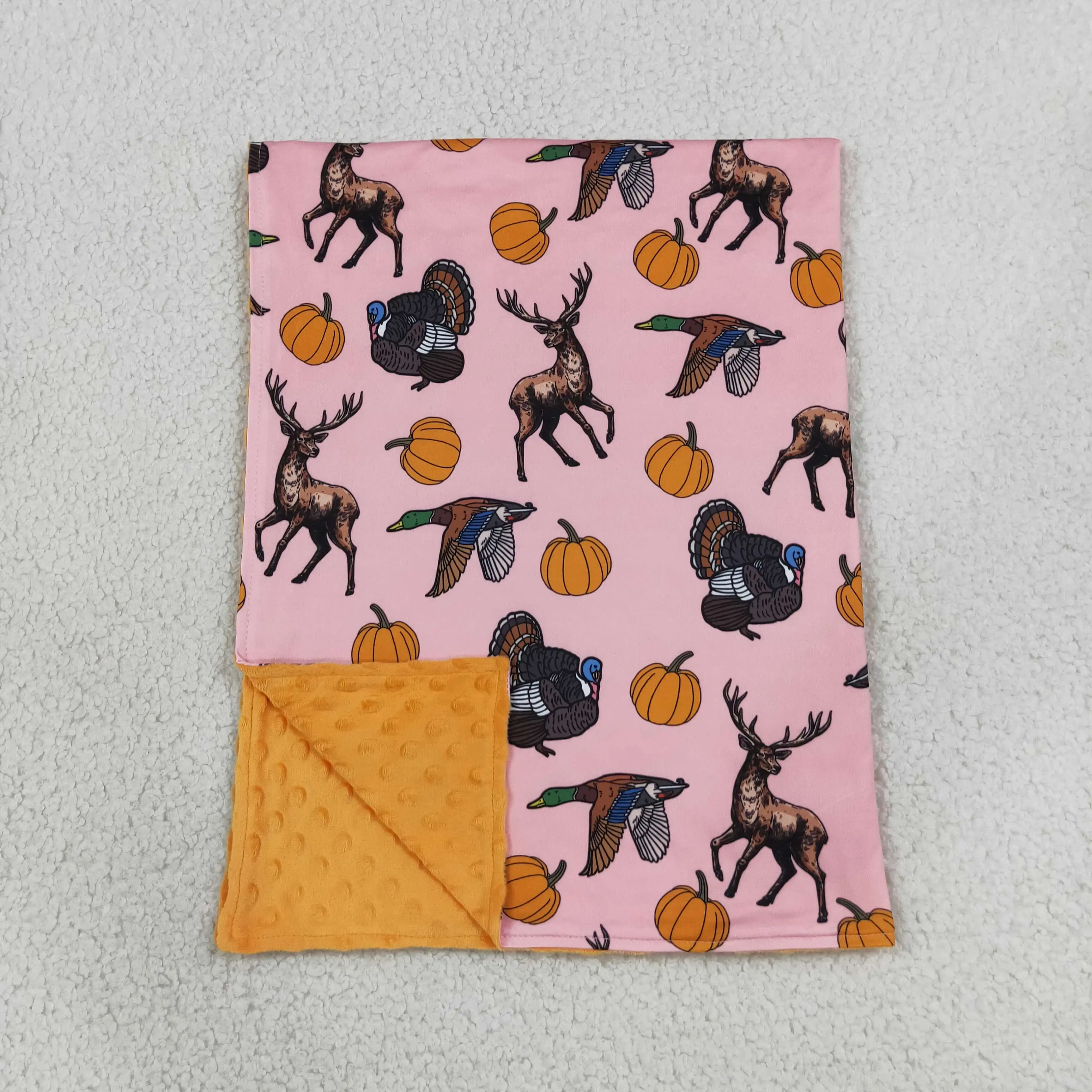 Wholesale Baby Girl Children Fall Thin Quilt Kids Girls Pumpkins turkey Thanksgiving Bedding Toddler Girls Flannel Blanket