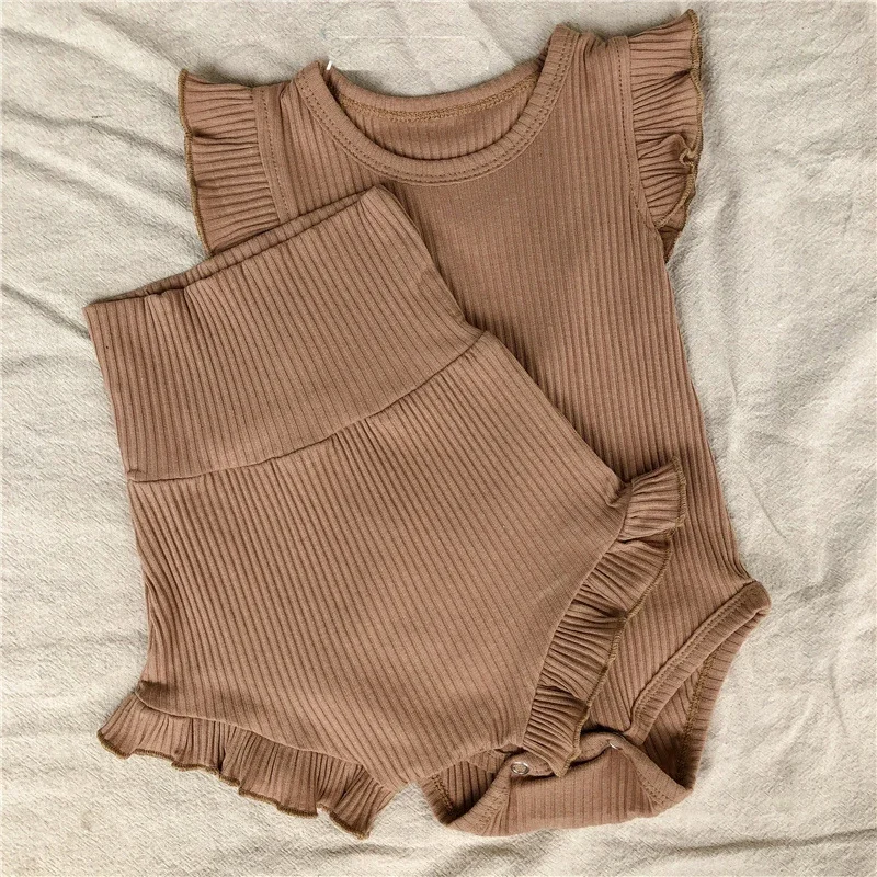 Set di vestiti nuovi per bambina Set di pantaloncini Bosyuit in morbido cotone a costine Set di abbigliamento per bambini carino moda comoda tuta