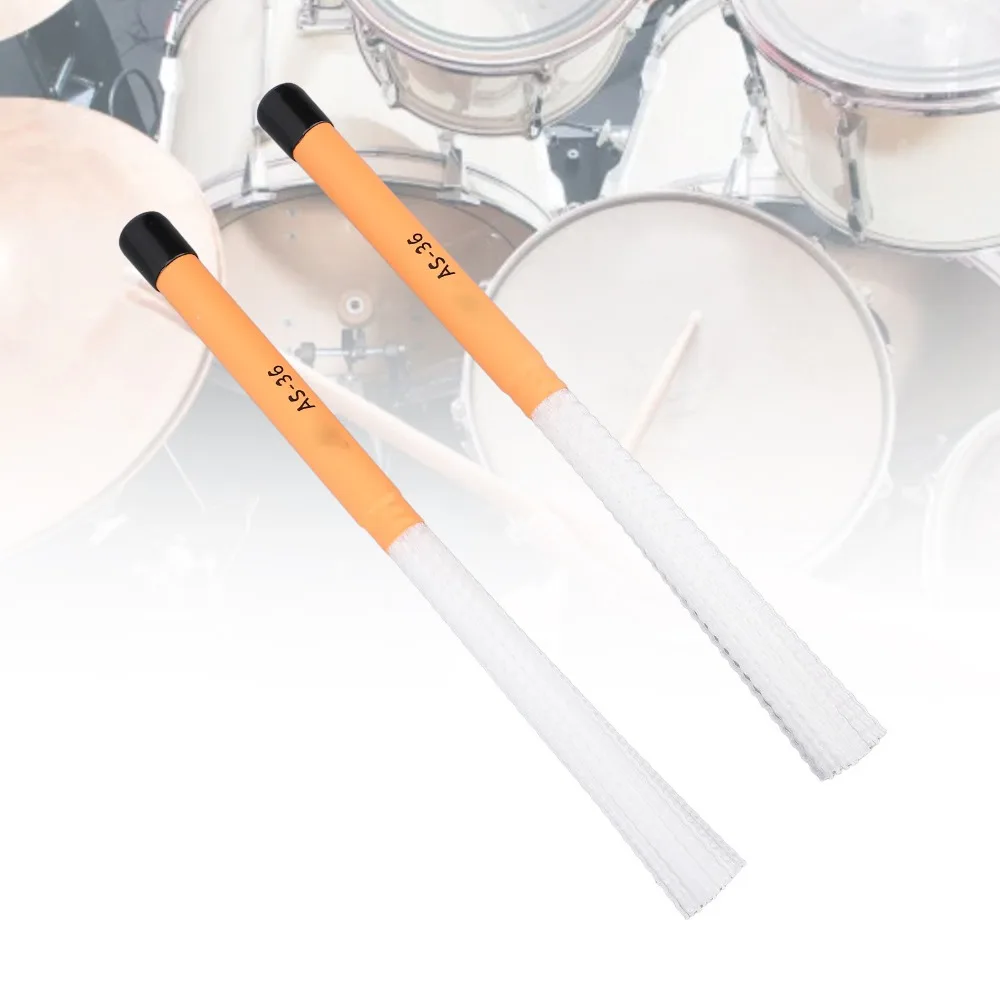 Slick Handle​ ​Drum Brush​ Lightweight ​Nylon Telescopic Bristle​ ​Maple Drumsticks​ White Purple/White Orange