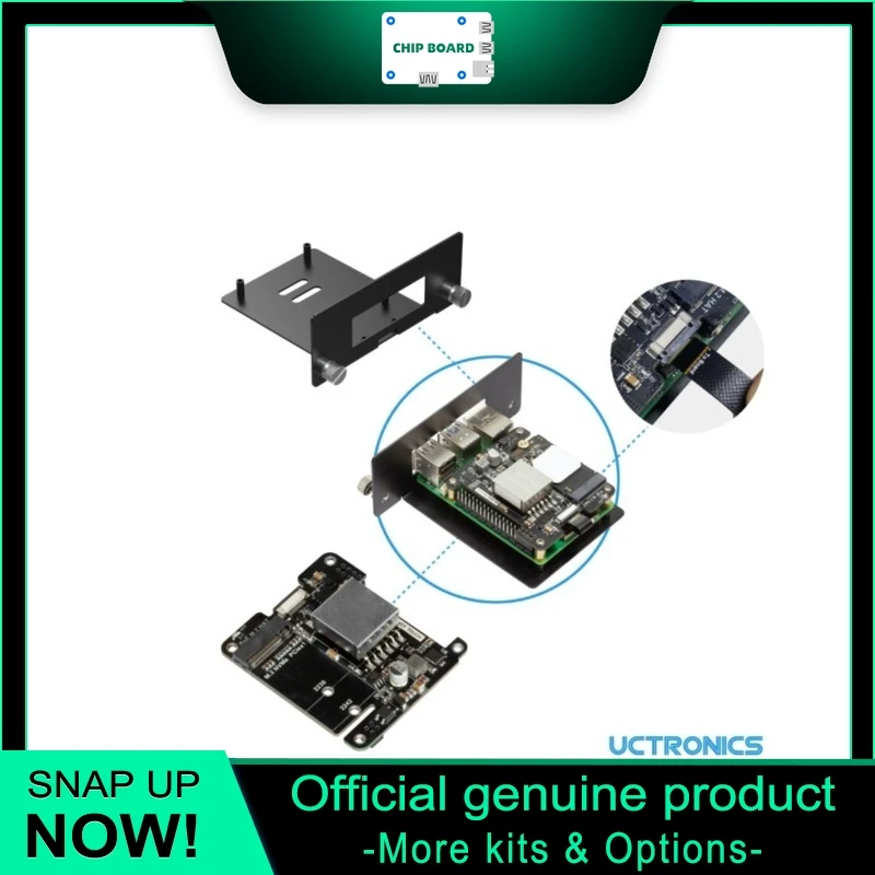 UCTRONICS 1U 19in Pi 5 Rack Mount, PCIe NVMe 2230 2242 Storage with PoE+ Support Kit
