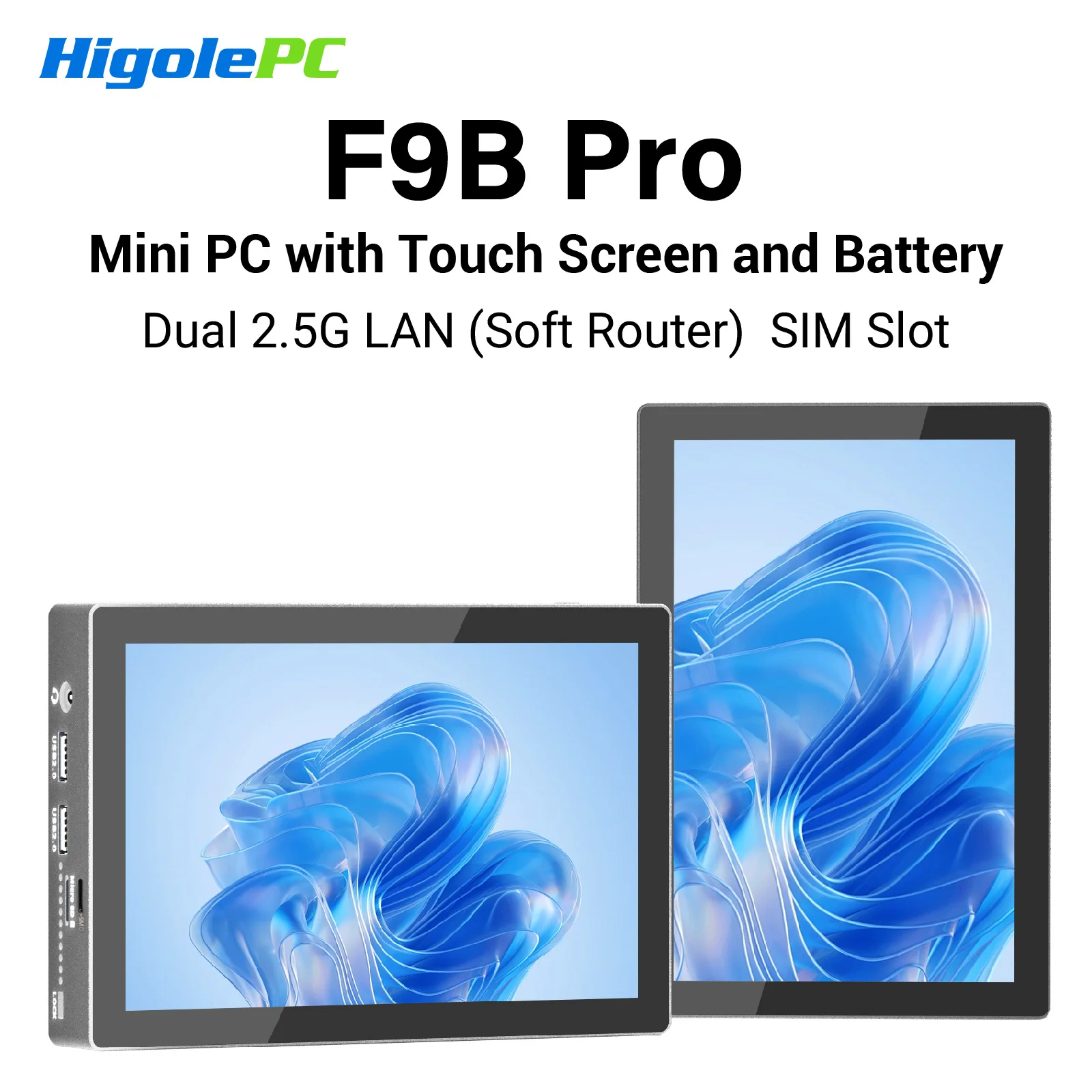 

Higole F9B Pro 7'' Mini PC Intel N95 Windows 11 WiFi5 16G 512G 5000mAh Dual 2.5G LAN SIM Slot Laptop Desktop PC Mini Computers