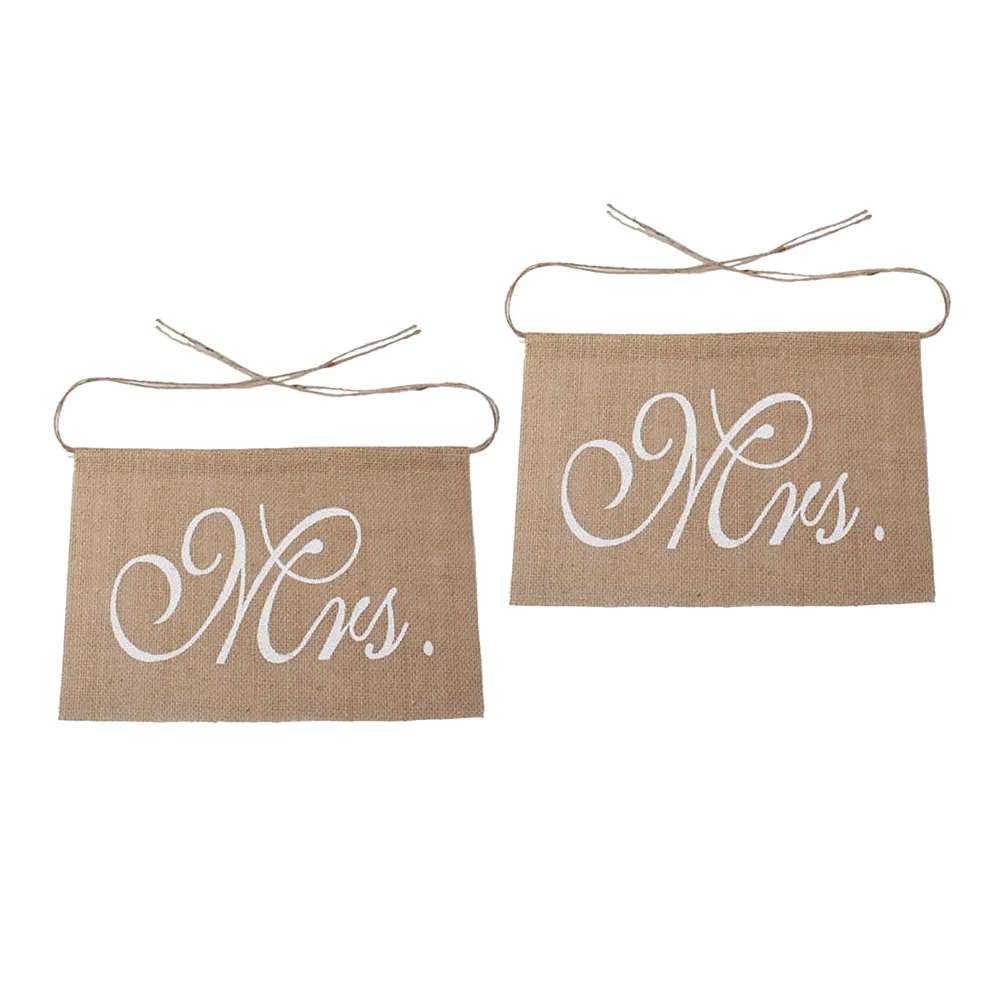 Wedding Bunting Linen Flags Set – Vintage Mr & Mrs Chair Decor, Lightweight Party Banner for Ceremony, Hallway, Tree