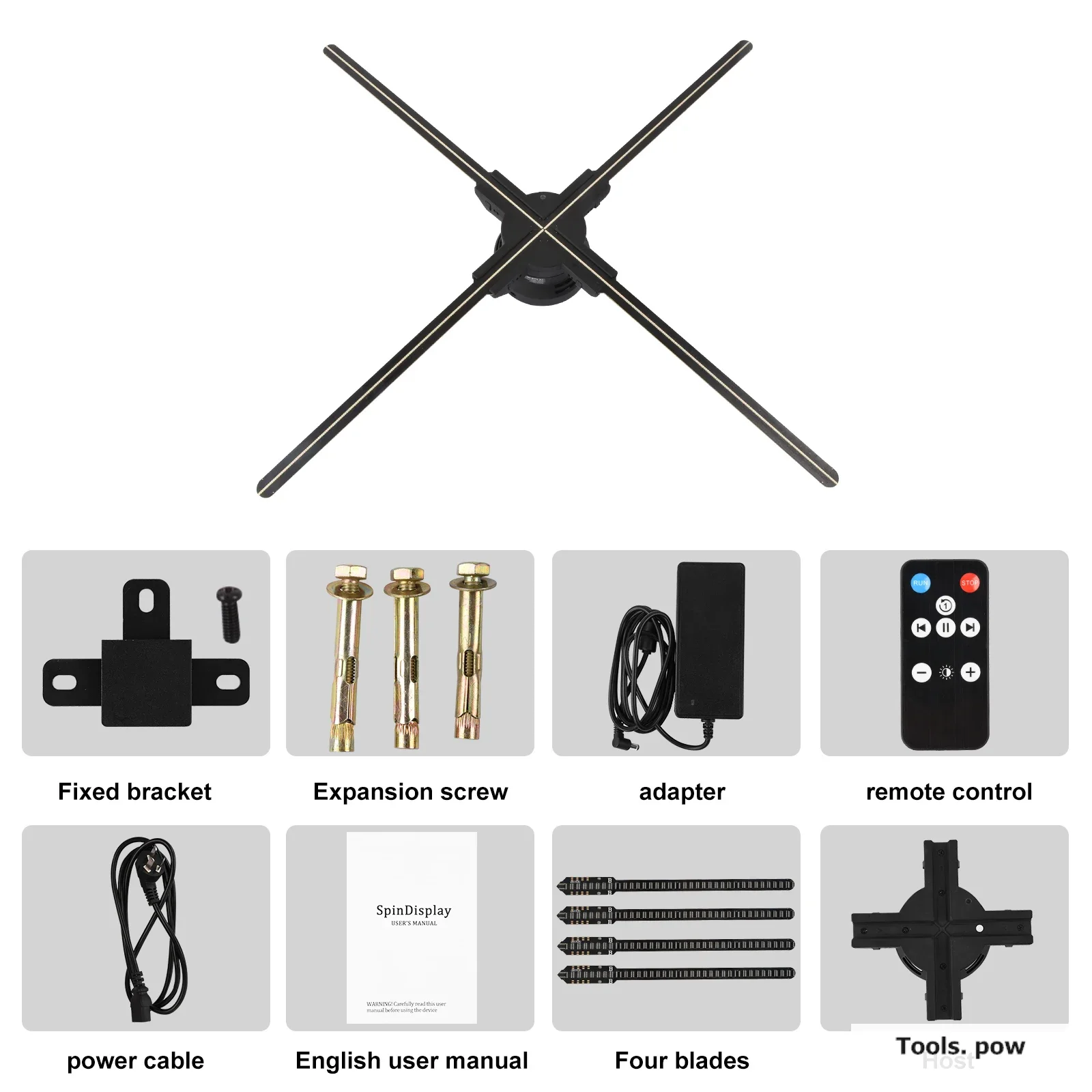 65/80/100CM 3D Fan Holographic Projector Fan Hologram Advertising Light Naked Eye Advertising Machine