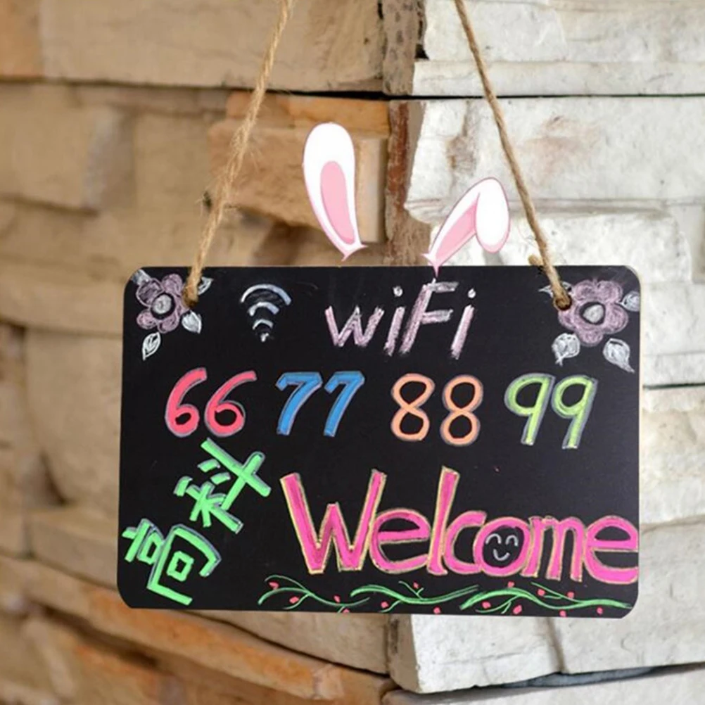 

2pcs Hanging Blackboard Decor Sign Chalkboard Message Board Wall Ornament Home Vintage Rustic Style Hemp Rope Suspension