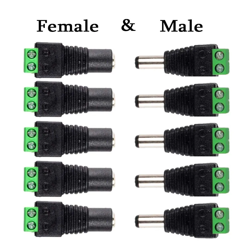 

5pairs 10 pairs DC 12V Male Female Connector 2.1mm*5.5mm Power Jack Adapter Plug LED Connectors For Led light CCTV Camera Router