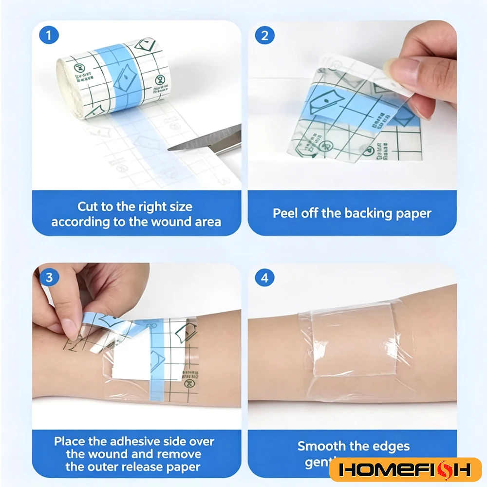 5m wasserdichter, schützender Tattoo-Heilungsfilm für die Nachsorge, transparente Hautwickelrolle – Detail 5