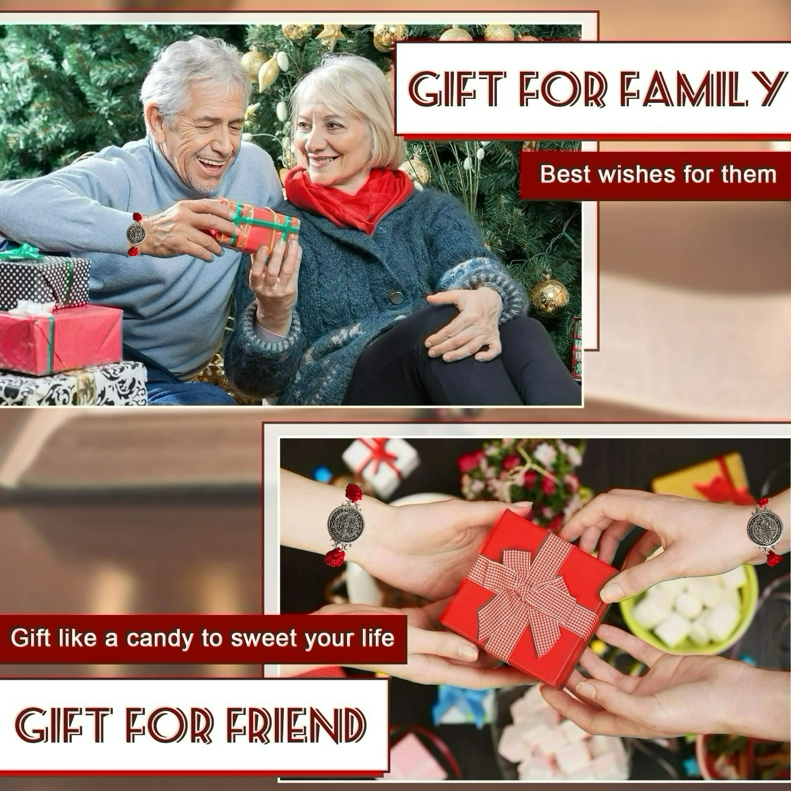 2 قطعة أساور بنديكت الأحمر ST هدايا مسبحة كاثوليكية سوار سانت بنديكت الأسود قابل للتعديل سلسلة زرقاء ميدالا دي سان بينيتو