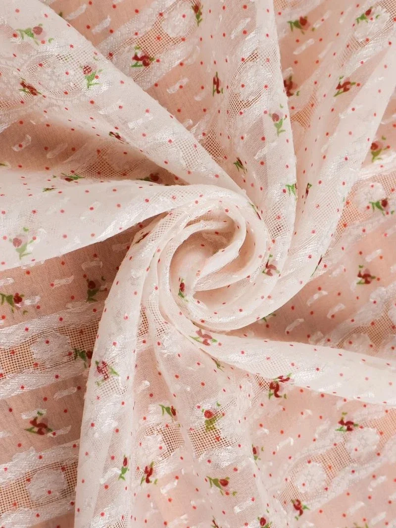 

Абрикосовая роза в горошек, кружевная жаккардовая шифоновая ткань из органзы, прозрачный материал с цветочным принтом для платья Hanfu Qipao, одежда ручной работы «сделай сам»