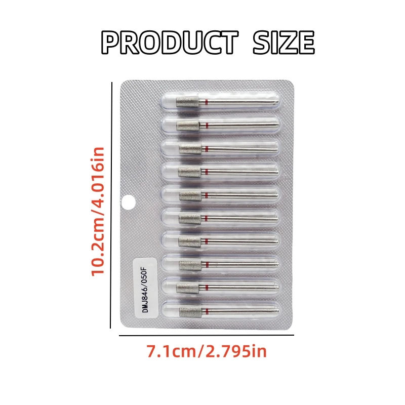 10 قطعة/المجموعة الماس مسمار مثقاب مجموعة مسمار الماس قاطعة المطحنة ل مانيكير 3/32 "دغ ملف الأظافر الكهربائية أداة إزالة الجلد الميت #2
