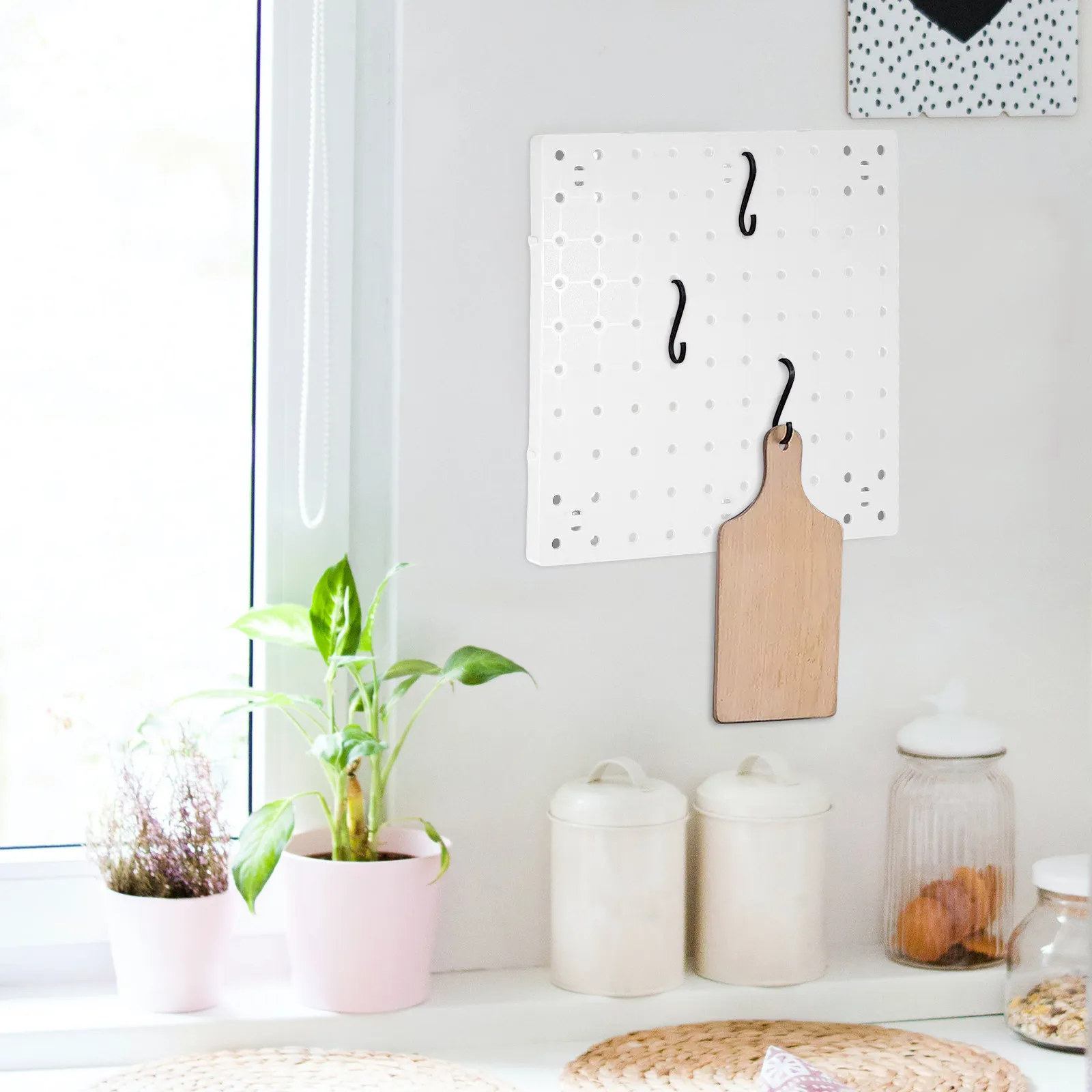

4Pcs Plastic Pegboard Wall Organizer No Drill ABS Multi-Functional Display for Kitchen Bathroom Bedroom Storage