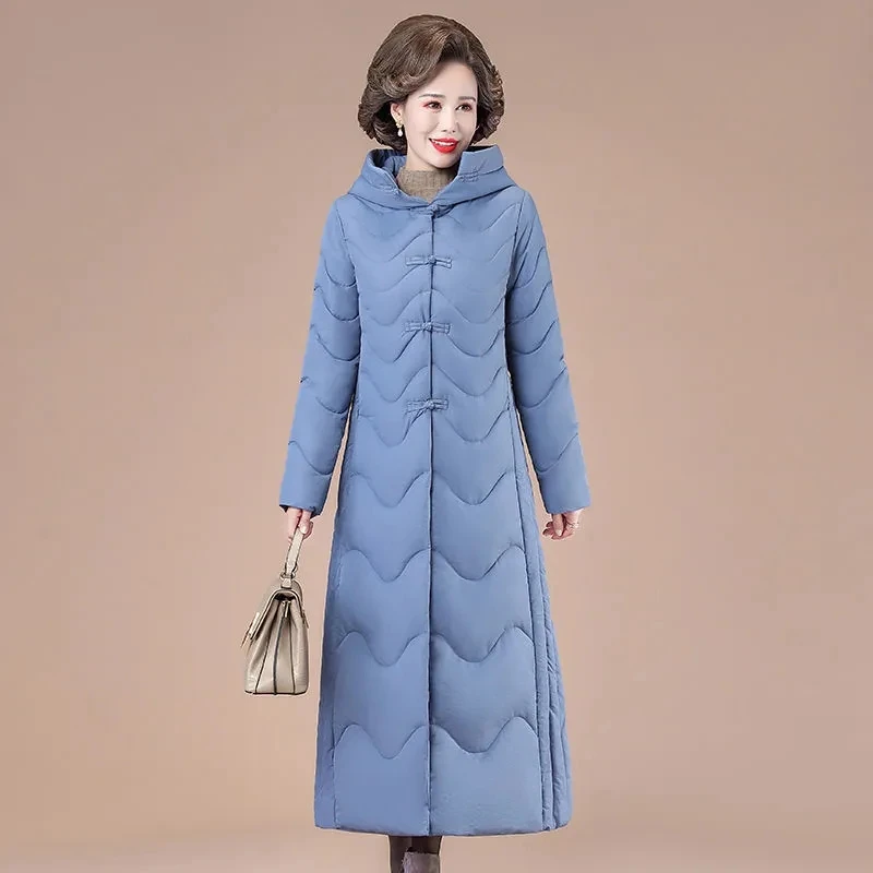 

New Winter Long Coat Women Elegant Hooded Winter Parkas Female Warm Fashion Solid Zipper Ladies Coats and Jackets with Pockets