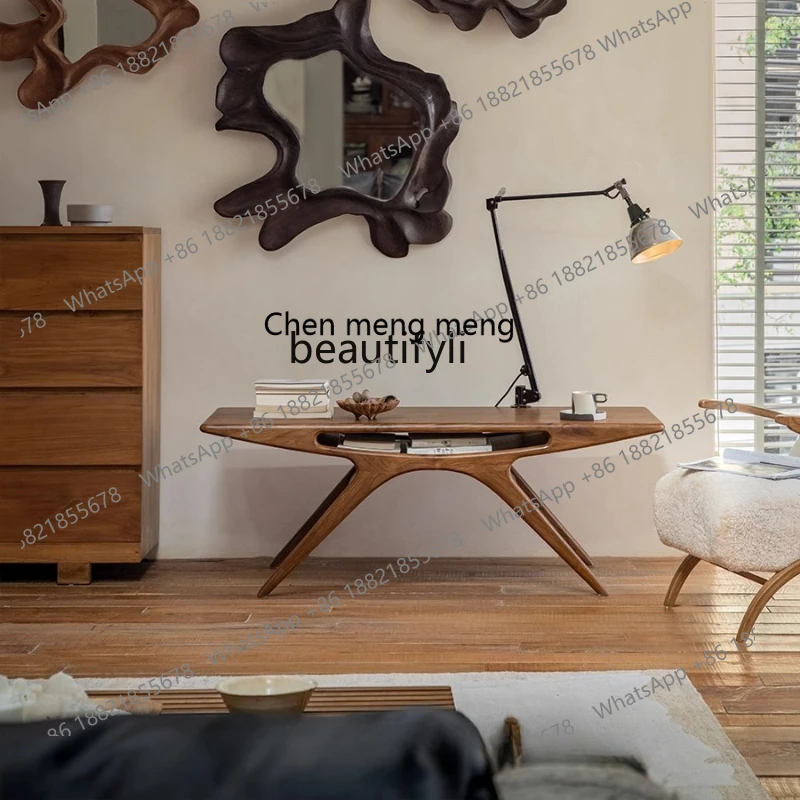 

E153 Medieval retro style living room solid wood coffee table designer creative side table