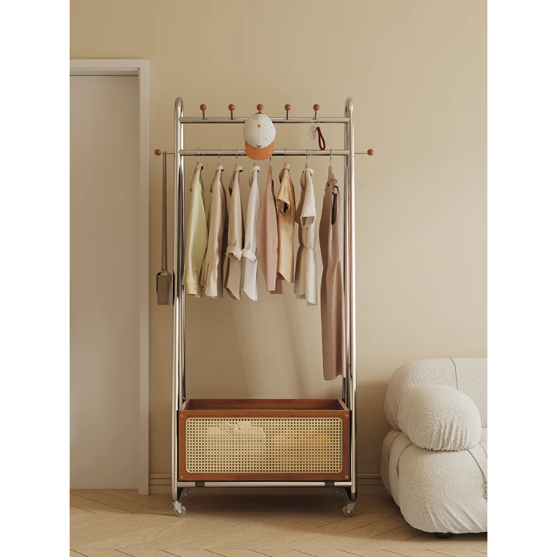 

Coat rack bedroom floor hanger room retro drying rack mobile corner hanger French