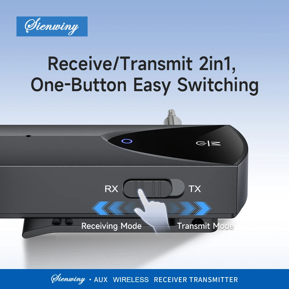 BT 5.3 2-In-1 Wireless Adapter with Mic Mini Car Audio Connector Low Latency Wireless Transmitter for TV/Home Sound System