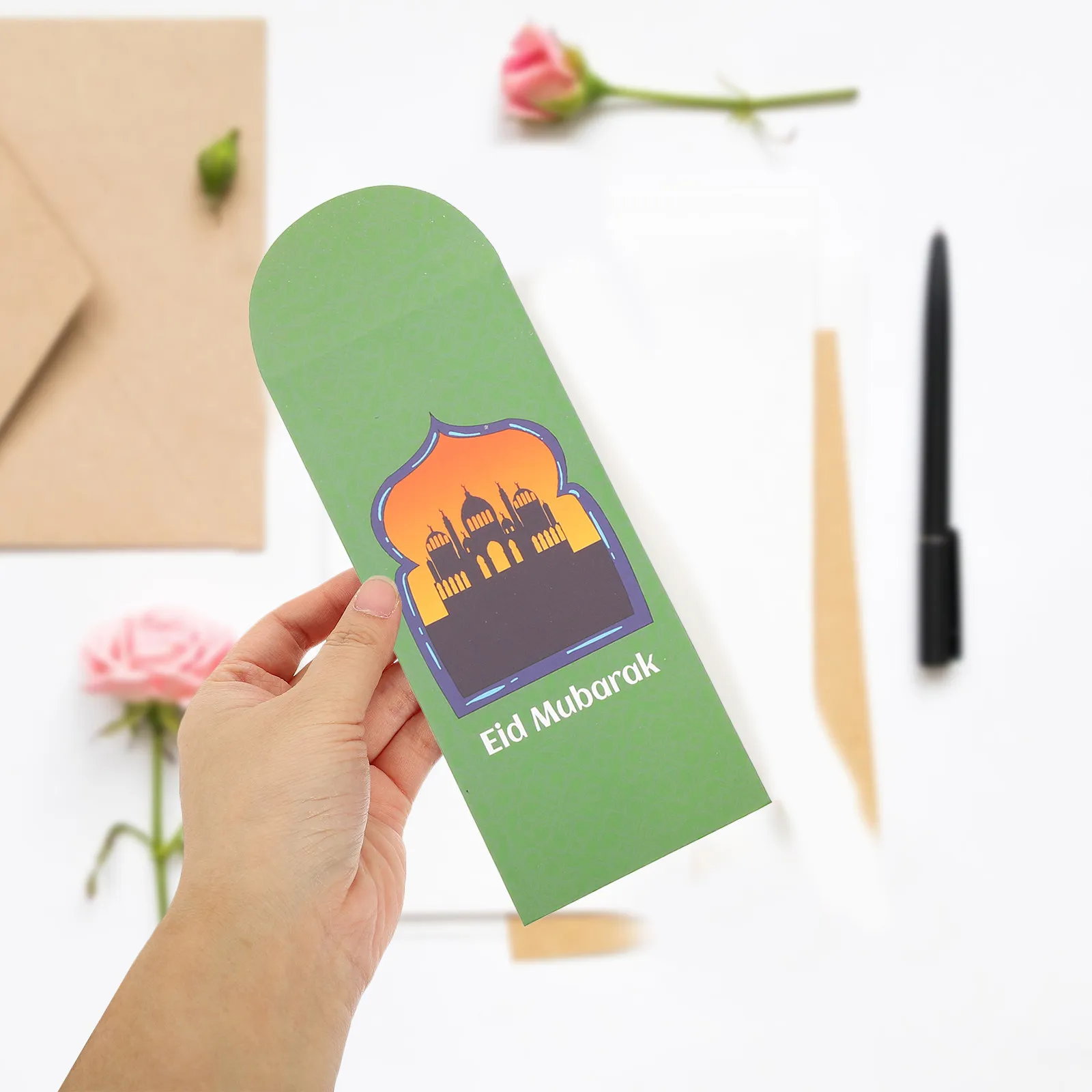 18Pcs Eid Mubarak Envelopes Ramadan Paper Cash Gift Holder Money Envelope Eid Mubarak Pattern Cards Packing Unique Muslim