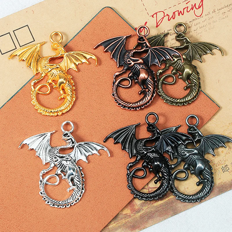 

4pcs Alloy wyvern charms Wings dragon shape pendant for make diy Jewelry Necklace Handmade Keychains Accessories