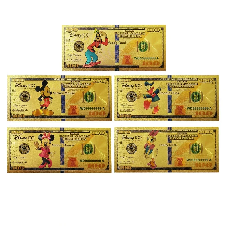 Disney Mickey Mouse Donald Duck Golden card American cartoon anime gold foil banknote creative kid's christmas birthday gift