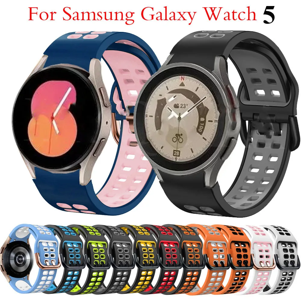 

Silicone strap for Samsung Galaxy Watch5 40mm 44mm /Watch5 Pro 45mm strap Correa Bracelet for Galaxy Watch 4 40mm 44mm strap