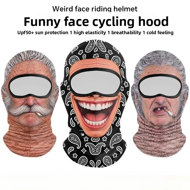 Funny Ice Silk Mask Outdoor Motorcycle Riding Fishing Funny Sunscreen Headset Retro Motorcycle Headset
