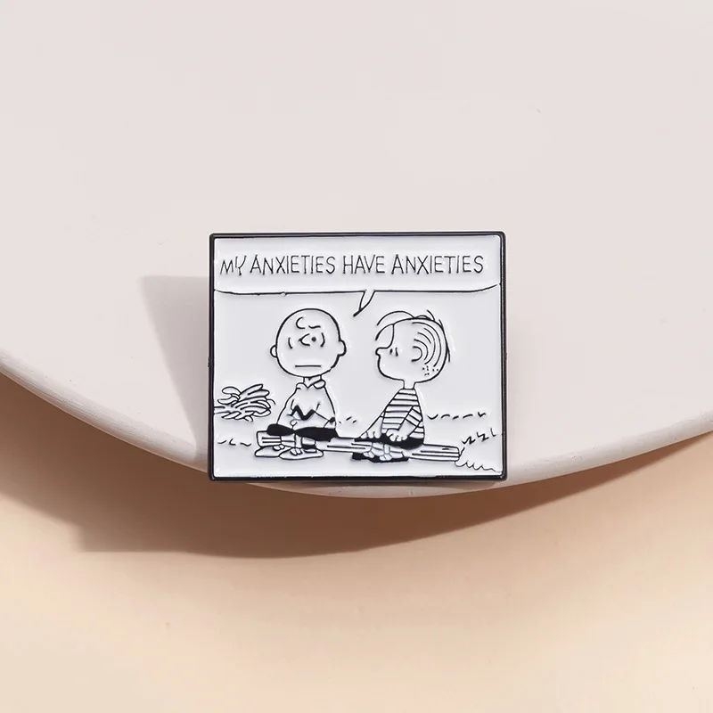 My Anxieties Have Anxieties Enamel Pins Peanuts Metal Badges on Backpack Accessories Jewelry Fashion Brooches Gifts For Friends