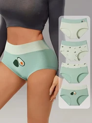 4Pcs/Set Cotton Women Panties High Waist Underwear Print Girls Briefs Slim Soft Underpants Breathable Sexy Panty Ladies Lingerie
