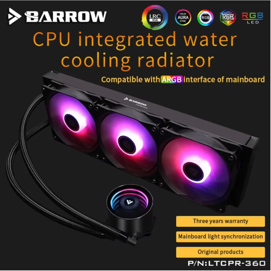 Barrow LTCPR-240/360 Water Cooler CPU Aio 240mm/360mm with 120mm Pro RGB PWM Fans Intel 115x/X99/X299 , AMD Full Platform
