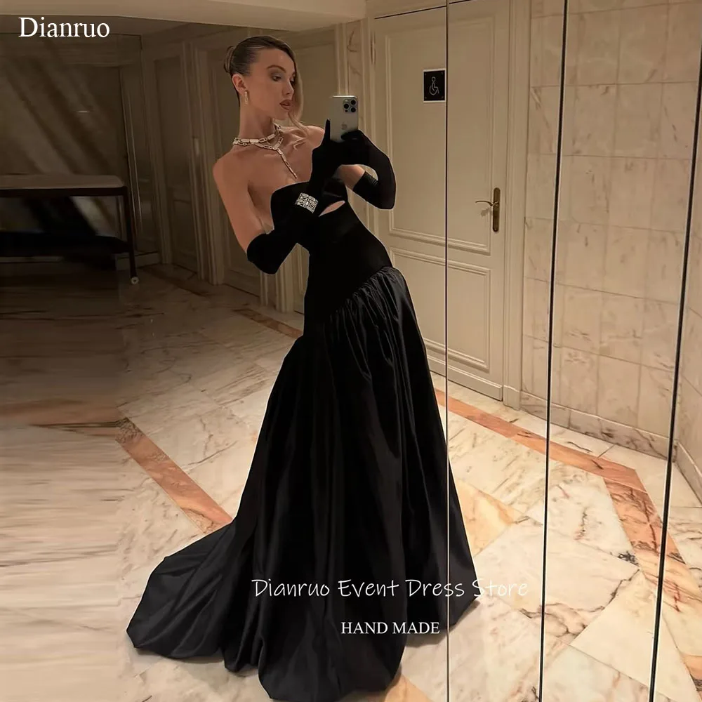 

Dianruo Strapless Cut Out Evening Dresses Side Zipper A Line Red Carpet Dress High Quality Weddings Party Dresses Customized