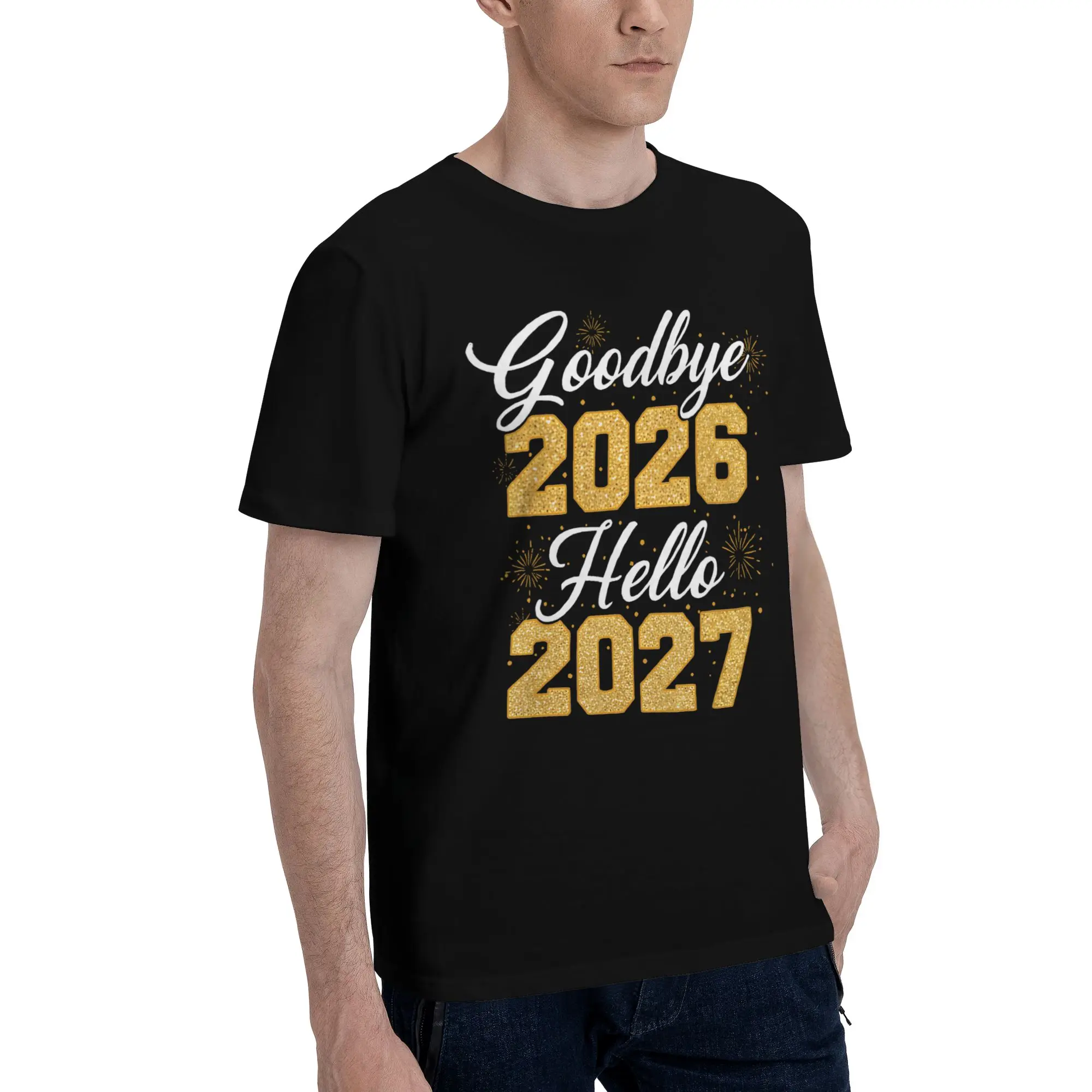 Men Women Graphic Printed Good Bye 2026 Hello 2027 T Shirt Tee Pure Cotton  T-shirts Clothing