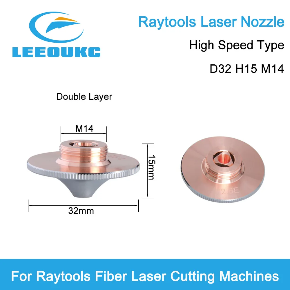 LEEOUKC 10Pcs/Lot Raytools Laser Nozzles High Speed D32 M14 H15 Single/Double Layer For Raytools Fiber Laser Cutting Head