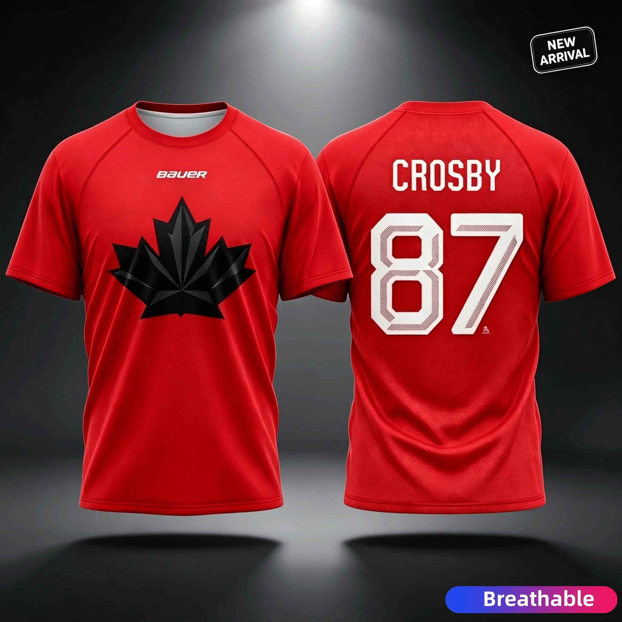 Sommer Kanada Eishockey Rotes T-Shirt 3D-Druck McDavid 97 Crosby 87 MacKinnon Sublimations-Sportfan-Jersey Tops Familien-Kinder-T-Shirts – Detail 6