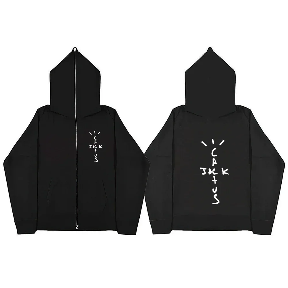 

Y2K Men Women Hoodies Long Zipper Hip Hop Rapper Print High Street Casual Fleece Sweatshirts Comfortable S-3XL
