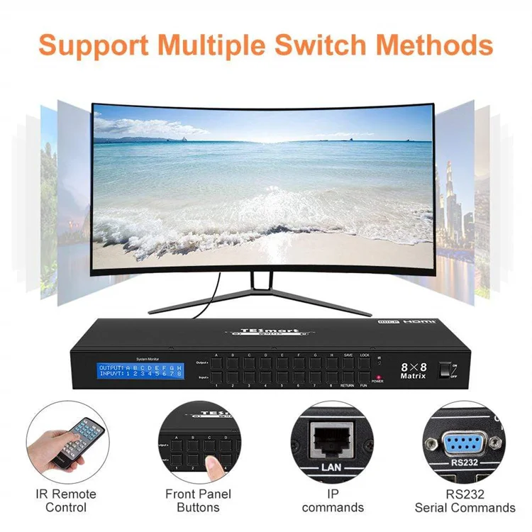 

TESmart 8x8 Matrix 8 in 8 Out H D M I Matrix Switcher 4k 3D Support Video Switch